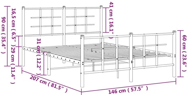 Białe metalowe łóżko małżeńskie 140x200 cm D0-A88