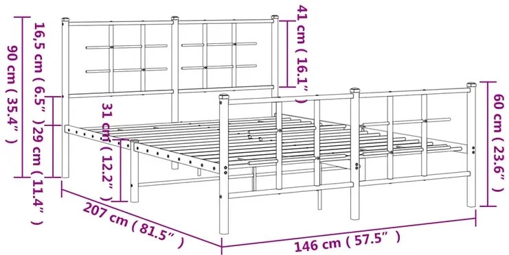 Białe metalowe łóżko małżeńskie 140x200 cm - Estris