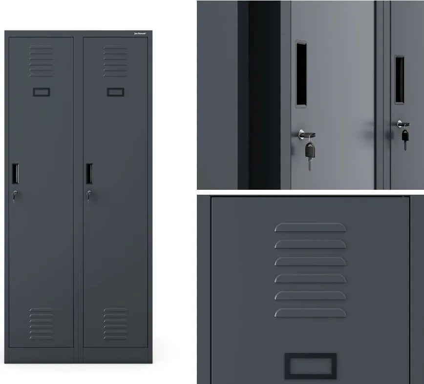 Szafa socjalna czterokomorowa Kacper 80x50x180 cm, antracyt