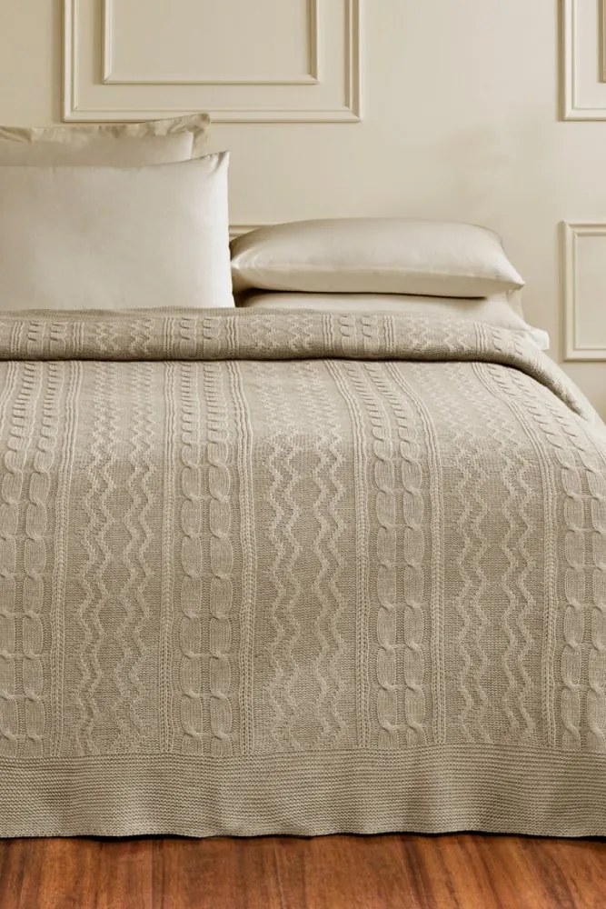 Wełniana narzuta na łóżko SPARSE w opakowaniu prezentowym Śmietankowy