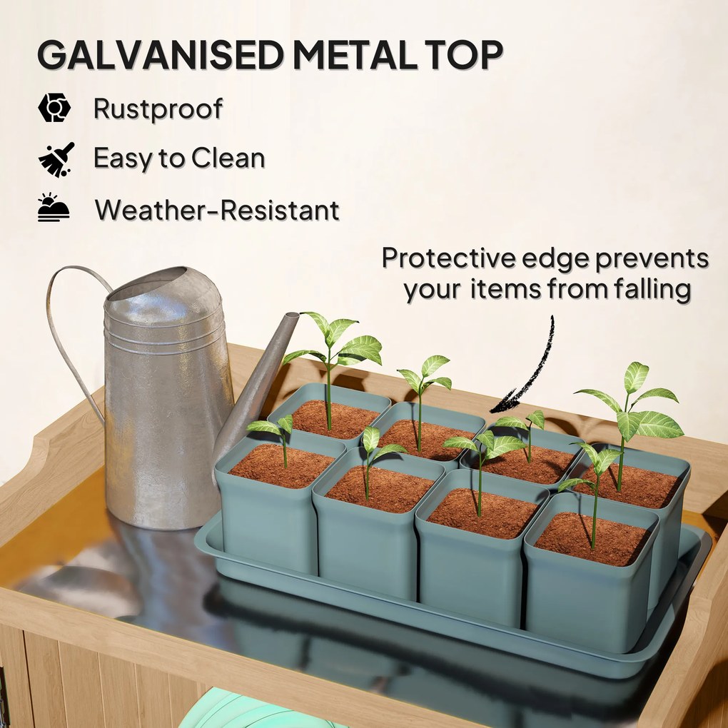 Drewniana Szafka Ogrodowa Outsunny z Powierzchnią Roboczą, Odporna na Warunki Atmosferyczne, 65,5x40x98,5cm Żółta