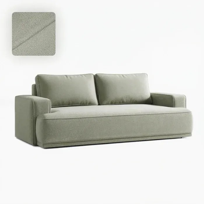 Sofa z Funkcją Spania CAMELIA Szara Boucle Nowoczesna