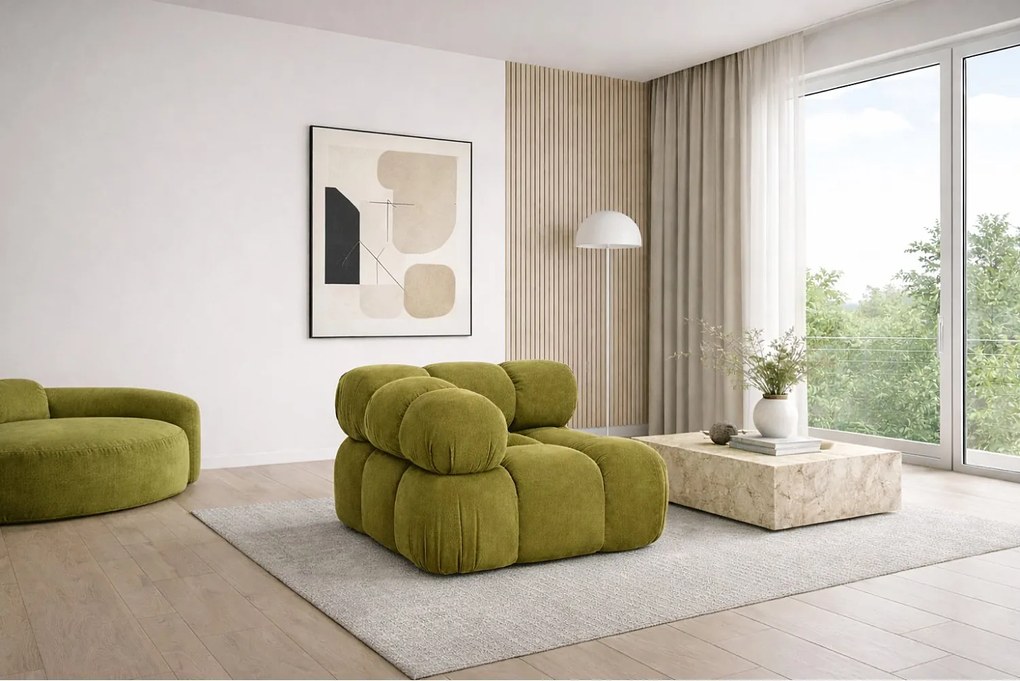 Moduł narożny, róg, do systemu modułowego, tkanina welur Salvador, Oliwkowy, Selia