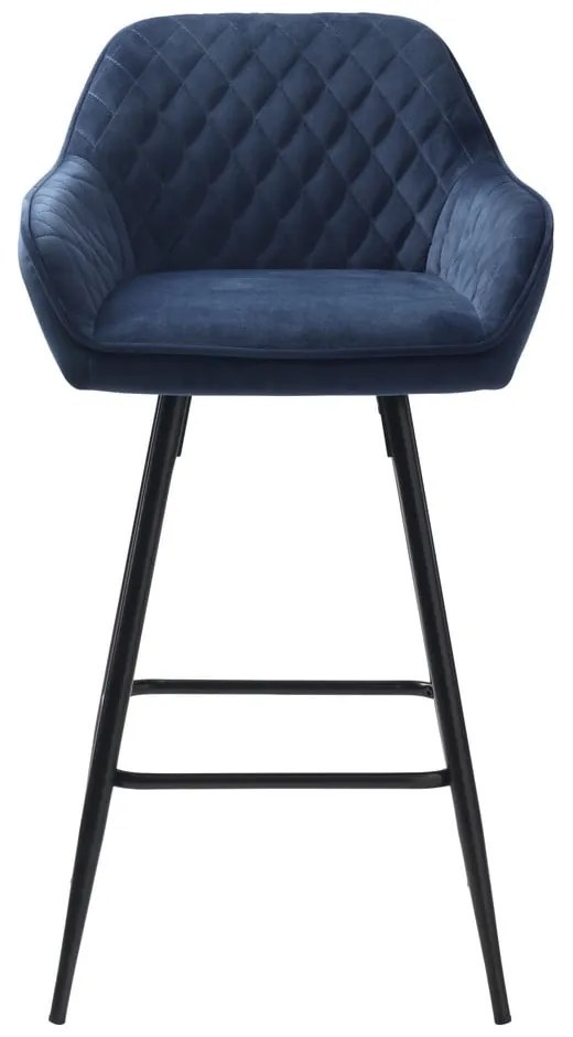 Niebieski aksamitny hoker (wysokość siedziska 67 cm) Milton – Unique Furniture
