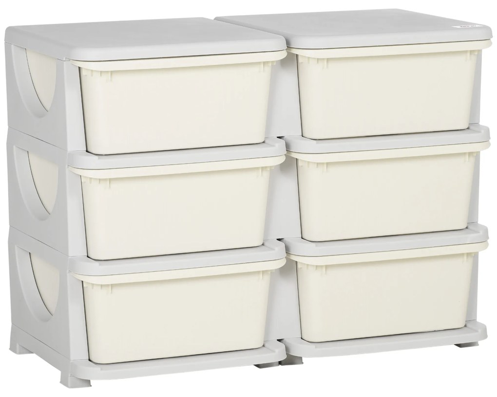 HOMCOM Szafka z szufladami dla dzieci, pudełka na przechowywanie z 6 poziomami, meble dla dzieci