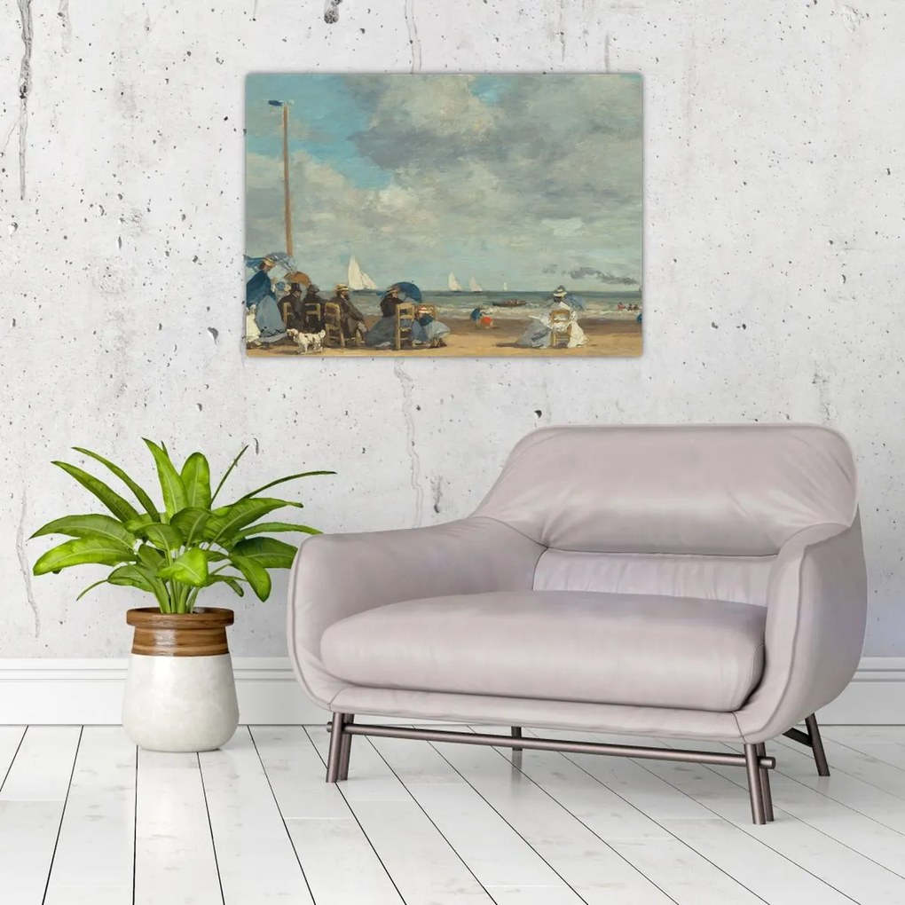 Obraz - Eugène Boudin, Beach  at Trouville, reprodukcje (70x50 cm)