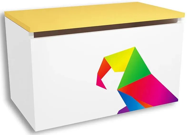 Biało-żółta skrzynia na zabawki F2-K64