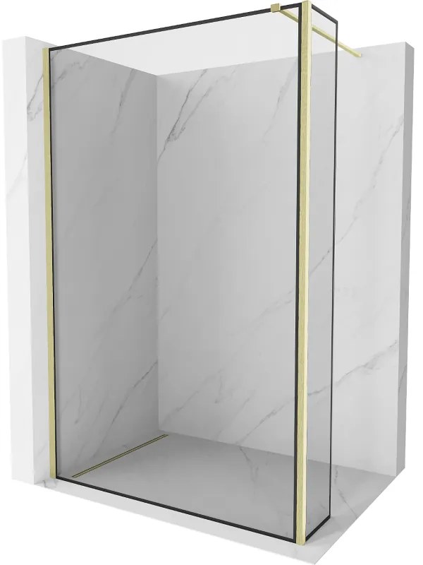 Mexen Kioto ścianka prysznicowa Walk-in 110 x 30 cm, czarny wzór, złota szczotkowana - 800-110-212-55-70-030
