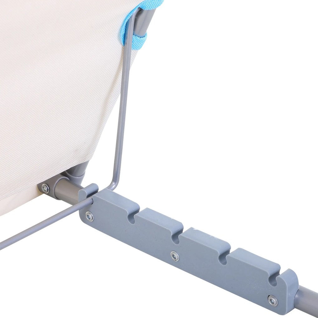 Outsunny Leżak Plażowy Beżowy Składany z Regulowanym Podłokietnikiem i Kieszenią Boczną 48x134x33-43cm | Aosom PL