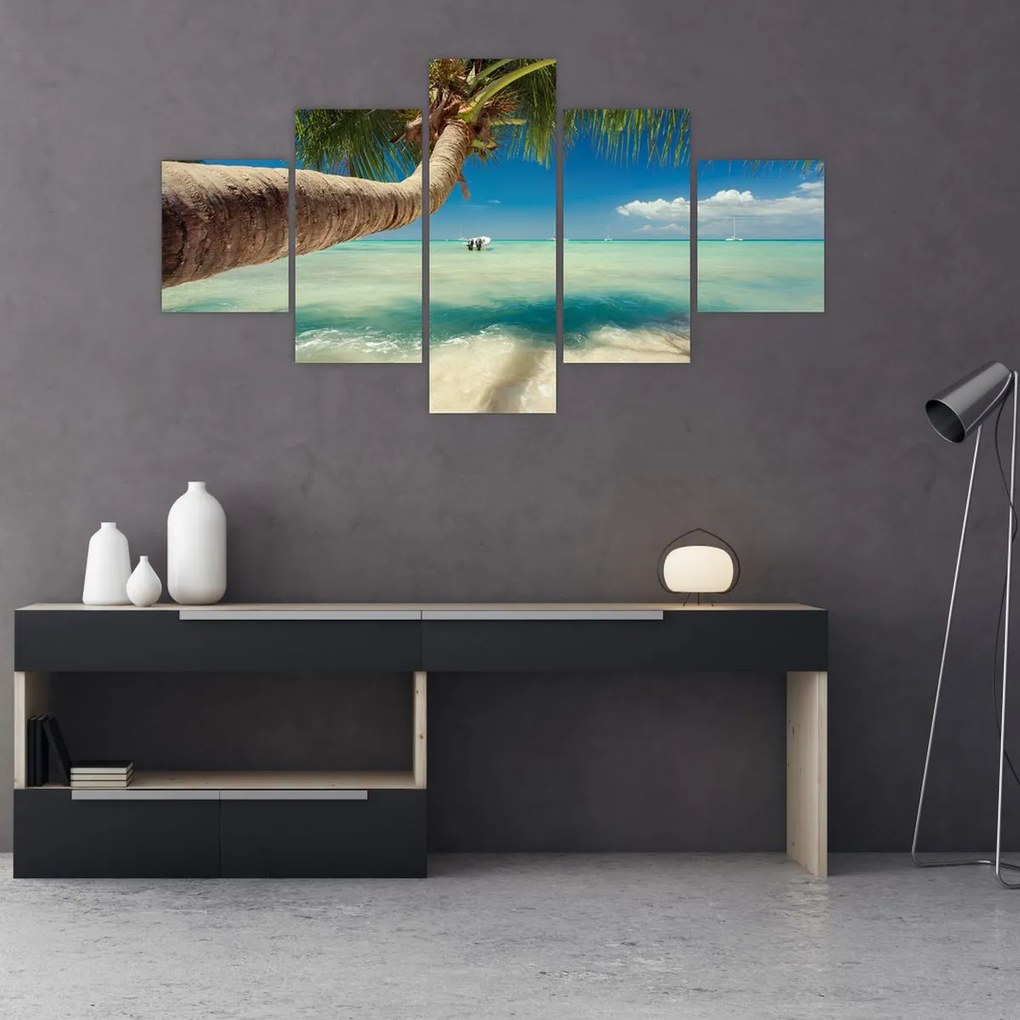 Obraz - Czyste morze z palmą (125x70 cm)