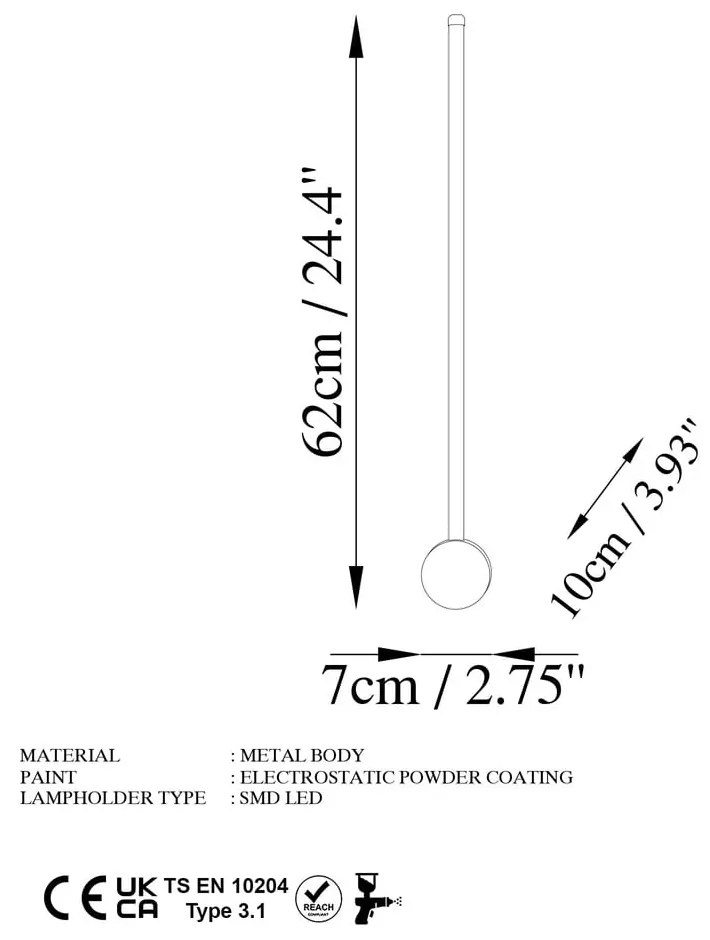 Biały kinkiet LED ø 7 cm Sword – Opviq lights