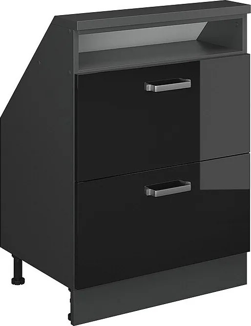 Szafka kuchenna na dach skośny czarny wysoki połysk 60x46x81.6 r-line