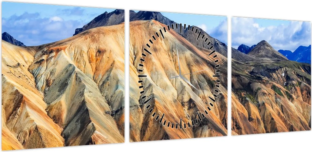 Obraz - Landmannalaugar (z zegarem) (90x30 cm)