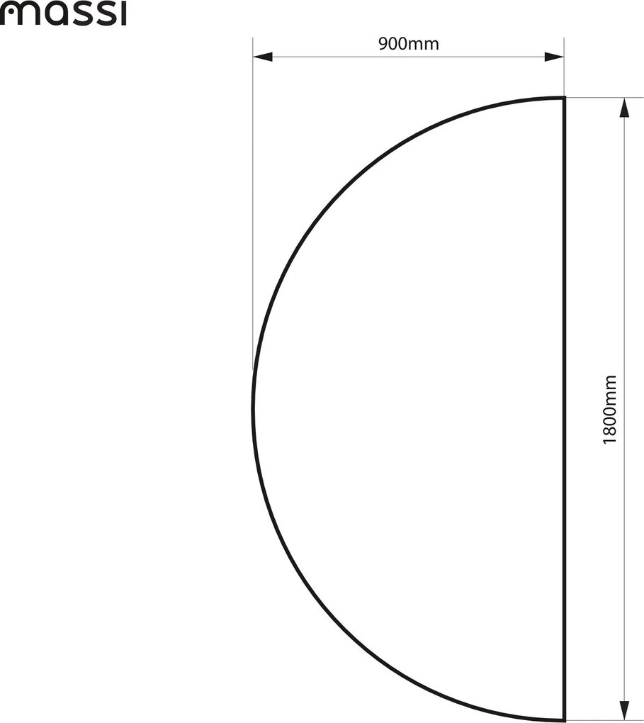 Lustro półokrągłe bez podświetlenia MOON Half XXL | Różne rozmiary | Różne kolory : Kolor tafli szkła - Grafit, Rozmiar - 180 x 90 cm