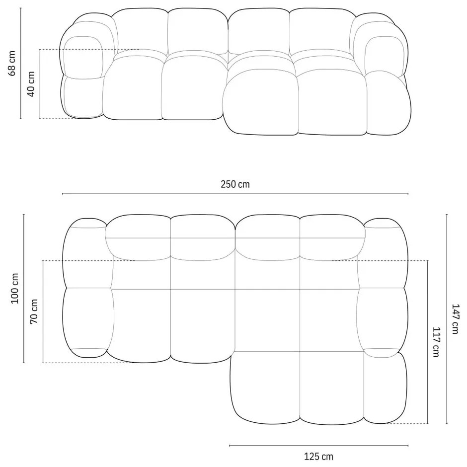 Ciemnobrązowy aksamitny narożnik (prawostronny/z szezlongiem) Loretto – Cosmopolitan Design