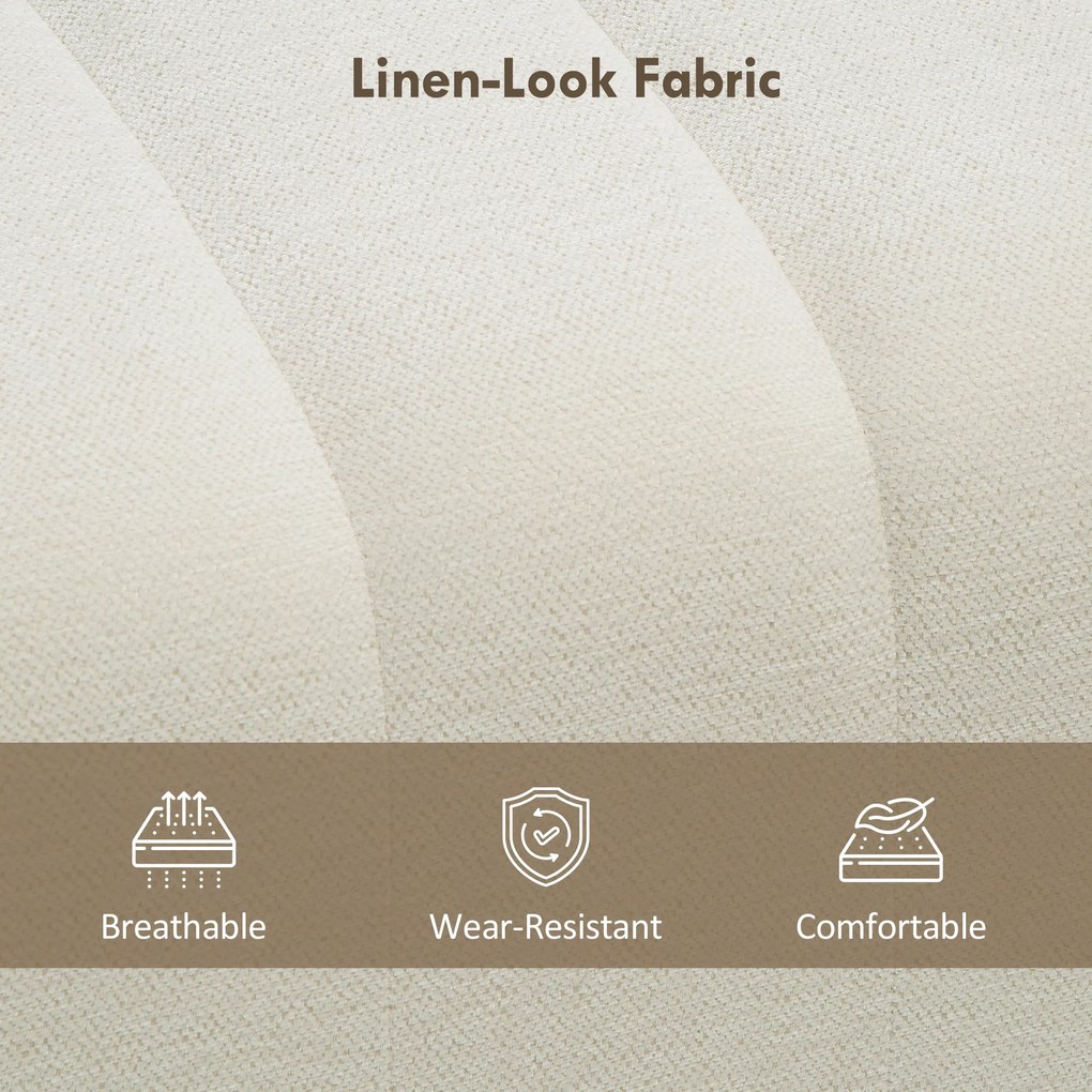 Nowoczesna ławka tapicerowana HOMCOM 110×40×44 cm — kremowa, obicie lnopodobne, udźwig 220 kg