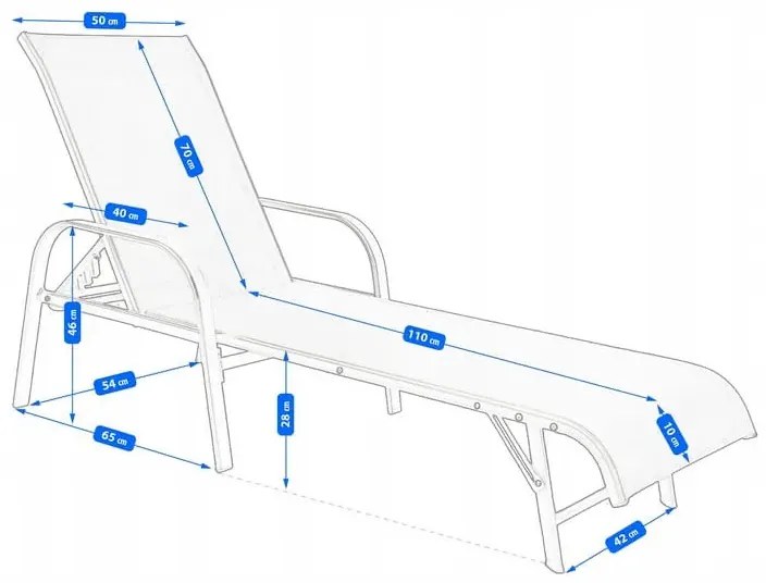 Czarny leżak ogrodowy z regulowanym oparciem S8-A30