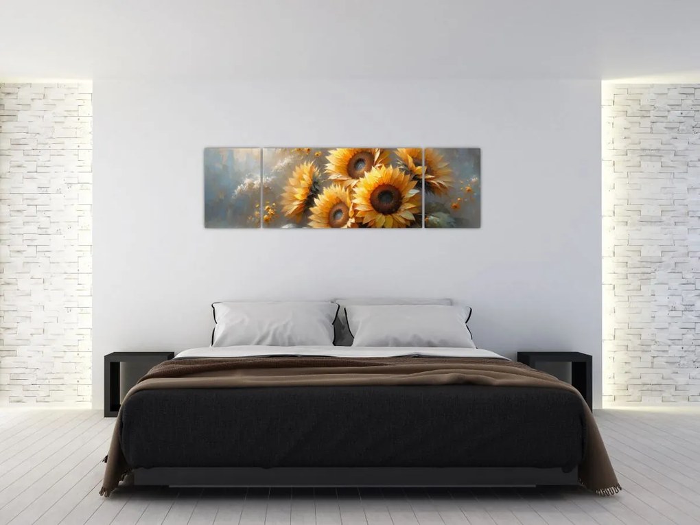 Obraz - Malowanie słoneczników (170x50 cm)