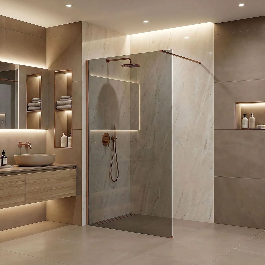 Kabina prysznicowa Walk-In Rea Flexi Grey / Brush Copper 140