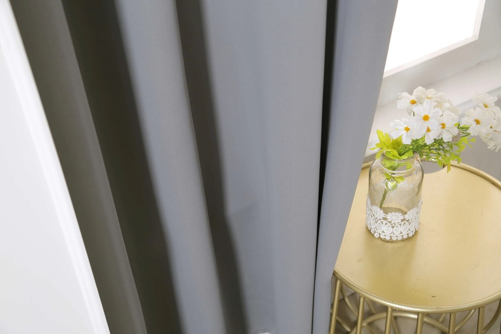 Szara zasłona OXFORD 140x270 cm Zawieszanie: Taśma z wiązaniami