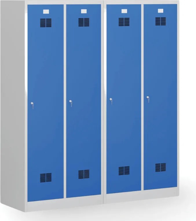 Szafka ubraniowa S1 z przegrodą, 1850 x 800 x 500 mm, demontaż, zamek cylindryczny, drzwi ciemnoszare