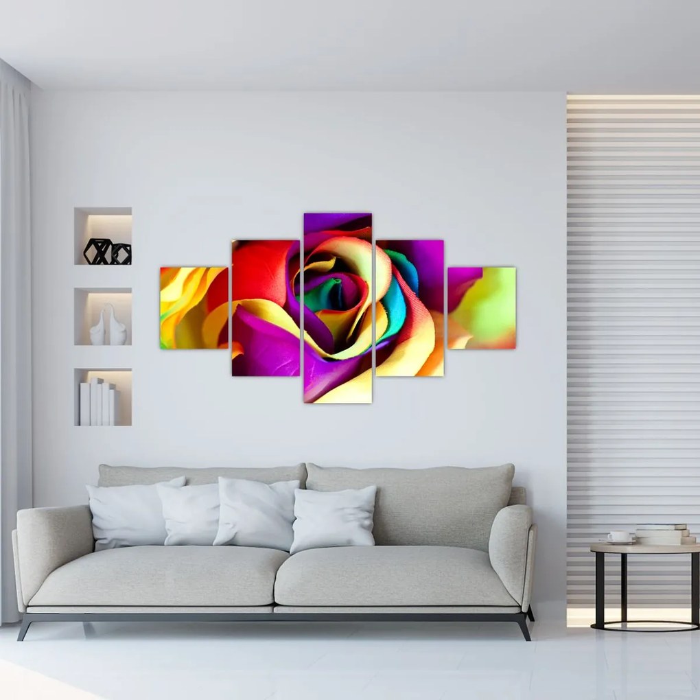 Obraz - Kolorowa róża (125x70 cm)