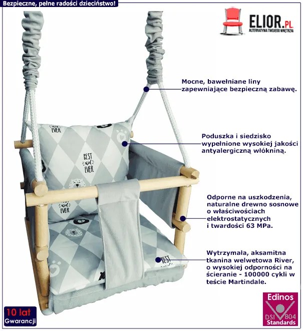 Welwetowa huśtawka 3w1 dla dziecka 6 wzorów G6-W84