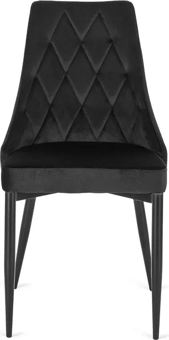 Zestaw Stół Prostokątny Rozkładany CLARK 120-160 cm Czarny Marmur i 4 Krzesła Tapicerowane CORK Czarne Welurowe Loft