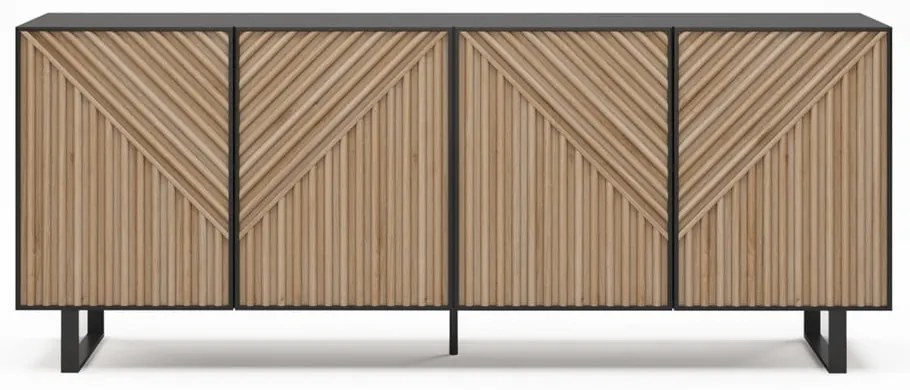 Czarno-naturalna komoda w dekorze dębu 201x80x40 cm Alana – Marckeric
