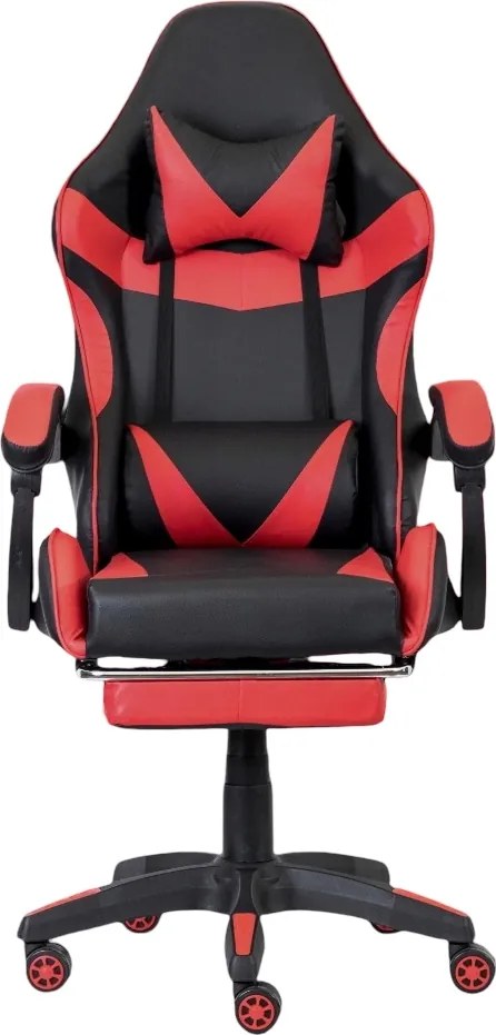 Fotel gamingowy z podnóżkiem Raxor, kolor czarno-czerwony