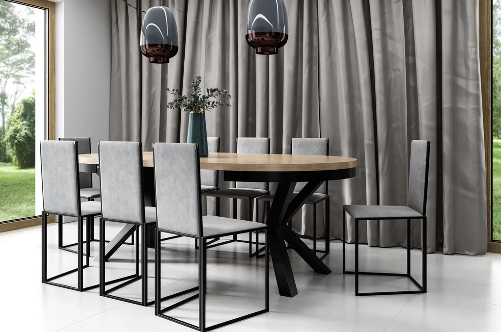 Okrągły stół rozkładany industrialny Narvic 100-176 cm