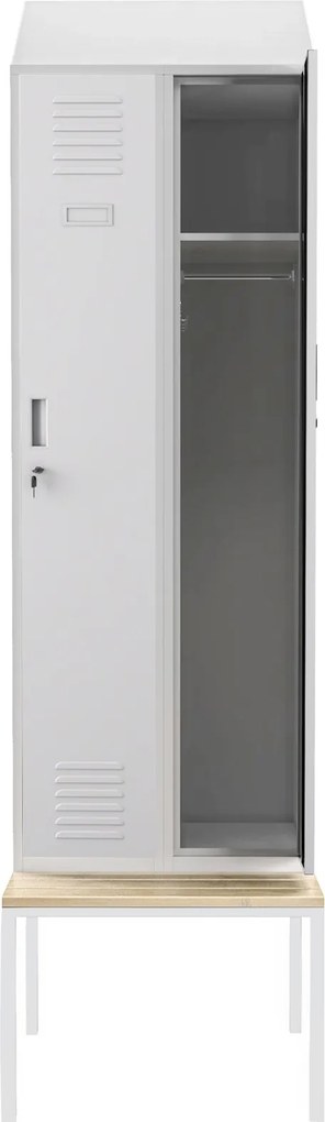 Szatnia z ławeczką i daszkiem Kacper II PRO 60x85x229,5 cm, szary