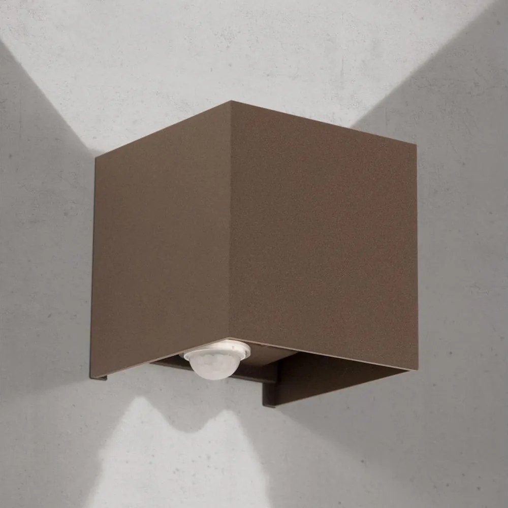Orion- LED zewnętrzna lampa ścienna z czujnikiem CUBE-S LED/13W/230V IP54 brązowa