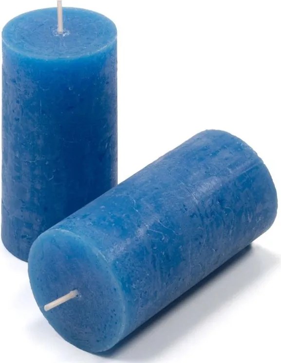 Zestaw świec rustykalnych, 10 cm, Ø 5 cm, niebieskie, 16 szt