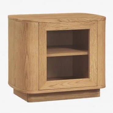 Zestaw 2 Szafek Nocnych 55x40 Cm Z Mdf I Szkła Hartowanego Walia Roble - Sklum