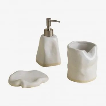 Zestaw Łazienkowy Z Kamionki Tuvan Biała - Sklum