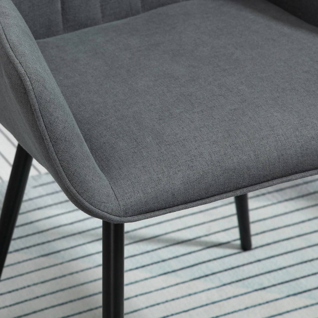 HOMCOM 2 Krzesła Jadalniane Oparcia Podłokietniki Len Ciemnoszare Wygodne | Aosom PL