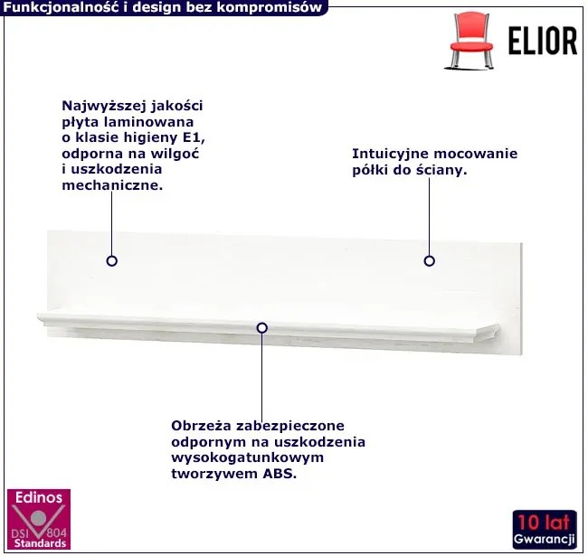 Biała minimalistyczna półka ścienna - Fiorino 13X