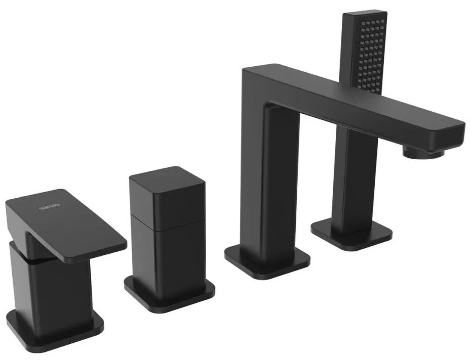 Sapho - Bateria wannowa 4-otworowa TURSI czarny mat