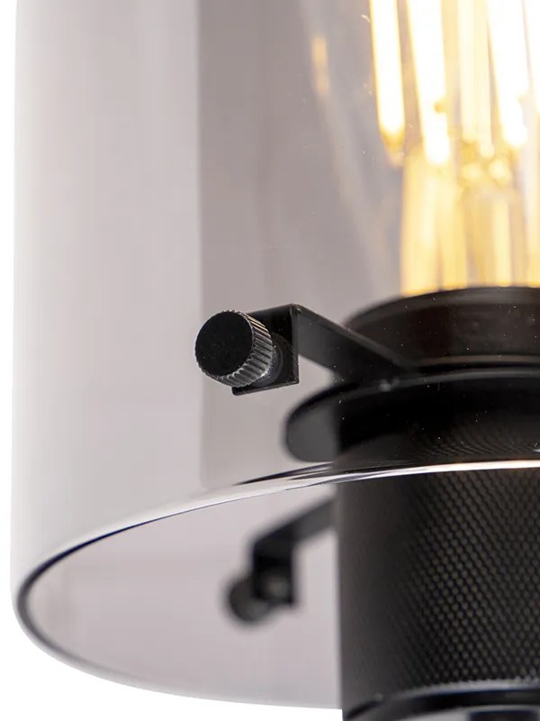 Designerska lampa ścienna czarna z dymionym szkłem - DomeDesignerski Oswietlenie wewnetrzne