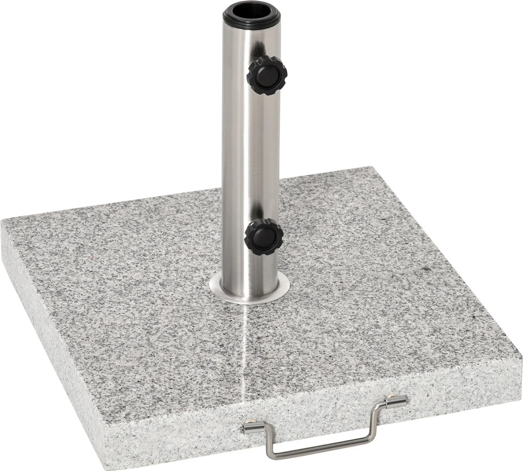 Outsunny Podstawa Parasola Ogrodowego Marmurowa Stabilna Elegancka 40x40x36cm Odporna na Warunki Pogodowe Szara | Aosom PL