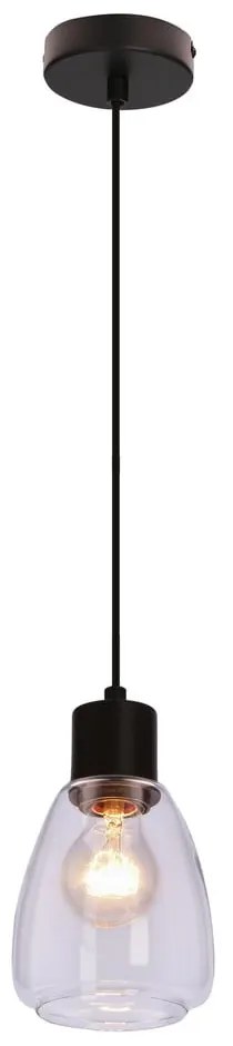 Czarna lampa wisząca ze szklanym kloszem ø 12 cm Moldo – Candellux Lighting