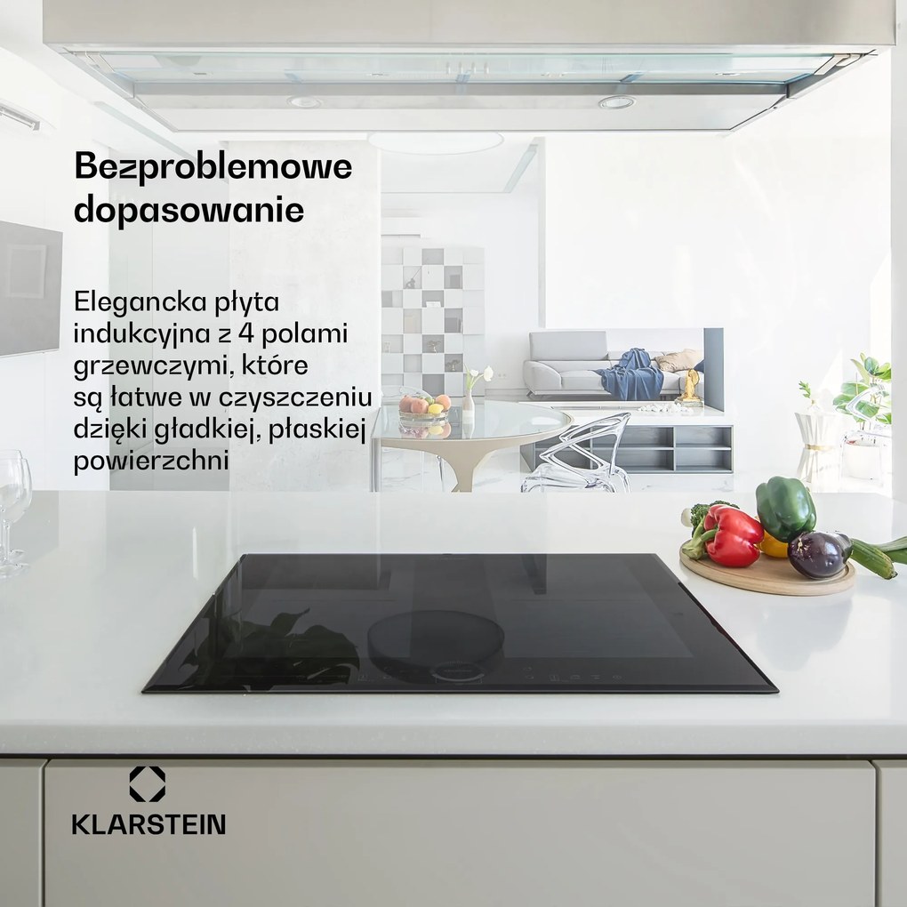 Klarstein Delicatessa 60cm Płyta Indukcyjna 2StrefyFlex 4StrefyGotowania Czarny