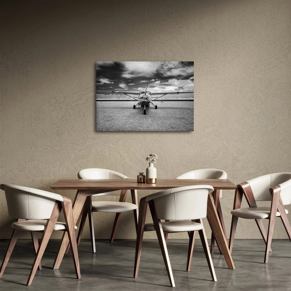 Obraz - Samolot czarno-biały (70x50 cm)