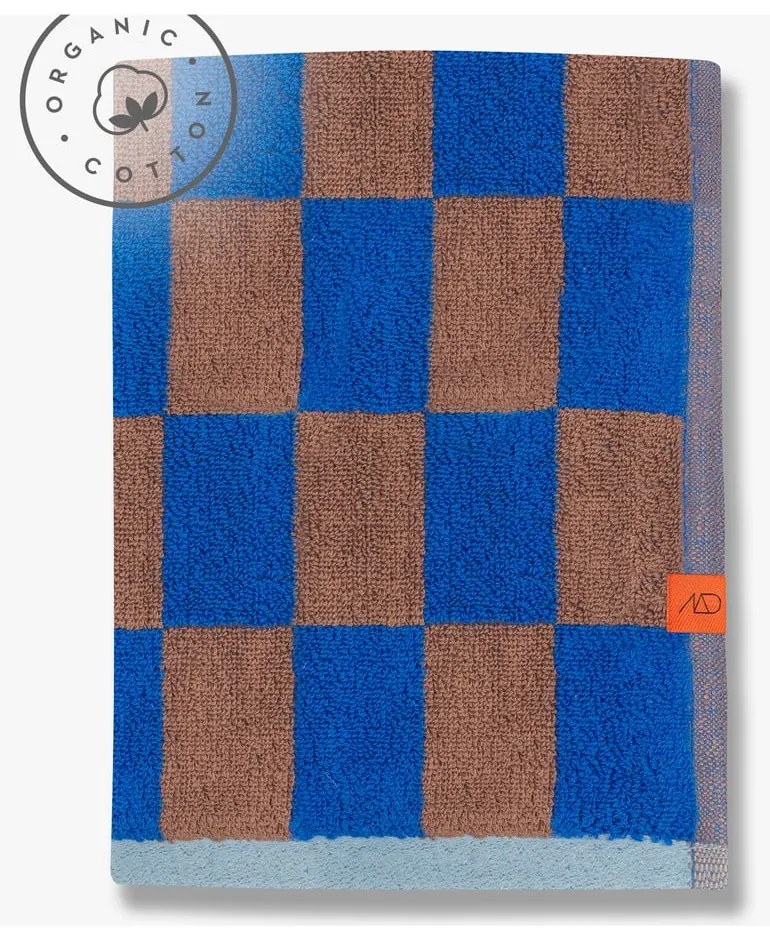 Niebiesko-brązowy ręcznik kąpielowy z bawełny organicznej 70x133 cm Retro – Mette Ditmer Denmark