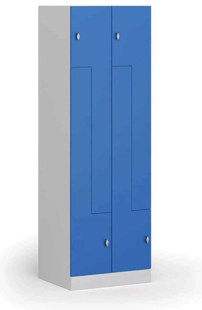 Szafka ubraniowa Z, 4-drzwiowa, 1850 x 600 x 500 mm, demontaż, zamek obrotowy, drzwi niebieskie