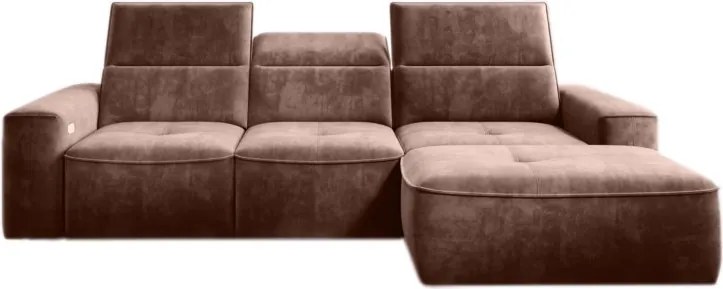 Narożnik COLOMBO Mini Prawostronny z elektryczną funkcją spania pojemnikiem PALLADIUM 08 Miedziany WERSAL