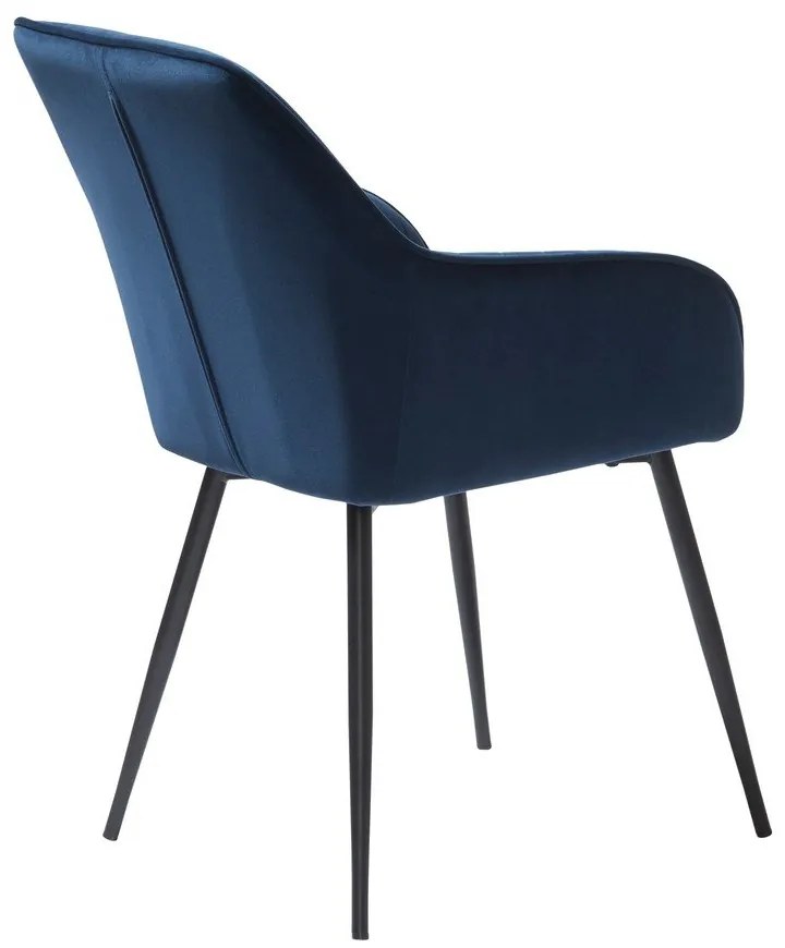 Ciemnoniebieskie aksamitne krzesła z podłokietnikami zestaw 2 szt. Nolan Stripe – Unique Furniture