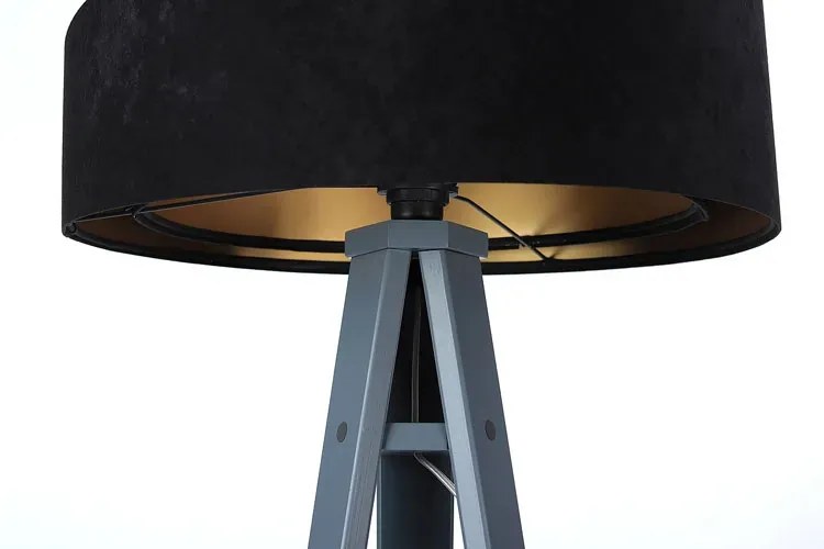Czarno-antracytowa lampa stojąca welurowa A6-M95