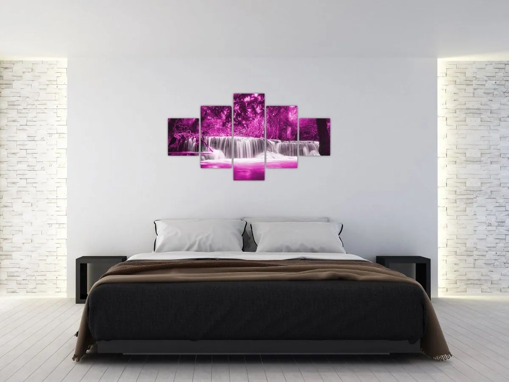 Obraz - Wodospad, fioletowy (125x70 cm)